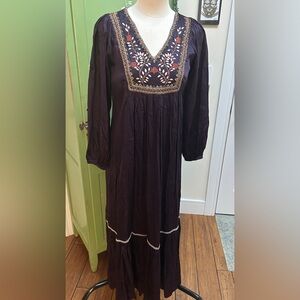 Ex Voto Hazel embroidered and beaded maxi dress . NWT